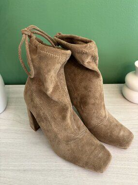 Women's Brown Faux Suede Boots Size 7 (3" heel) NEW